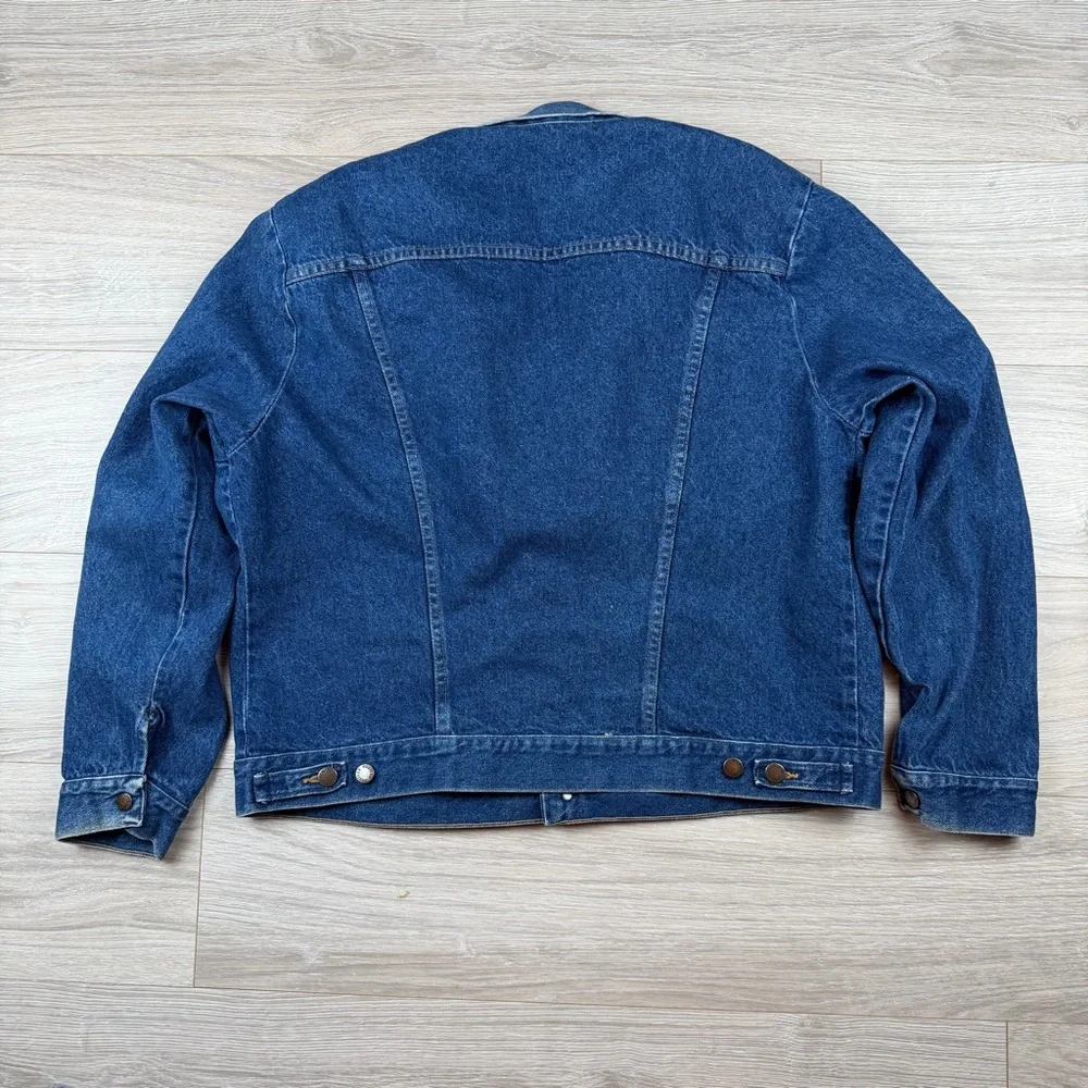 Vintage 90s Rustler Dark Blue Denim Trucker Jacket Mens Size XL Made In USA - Picture 6 of 6